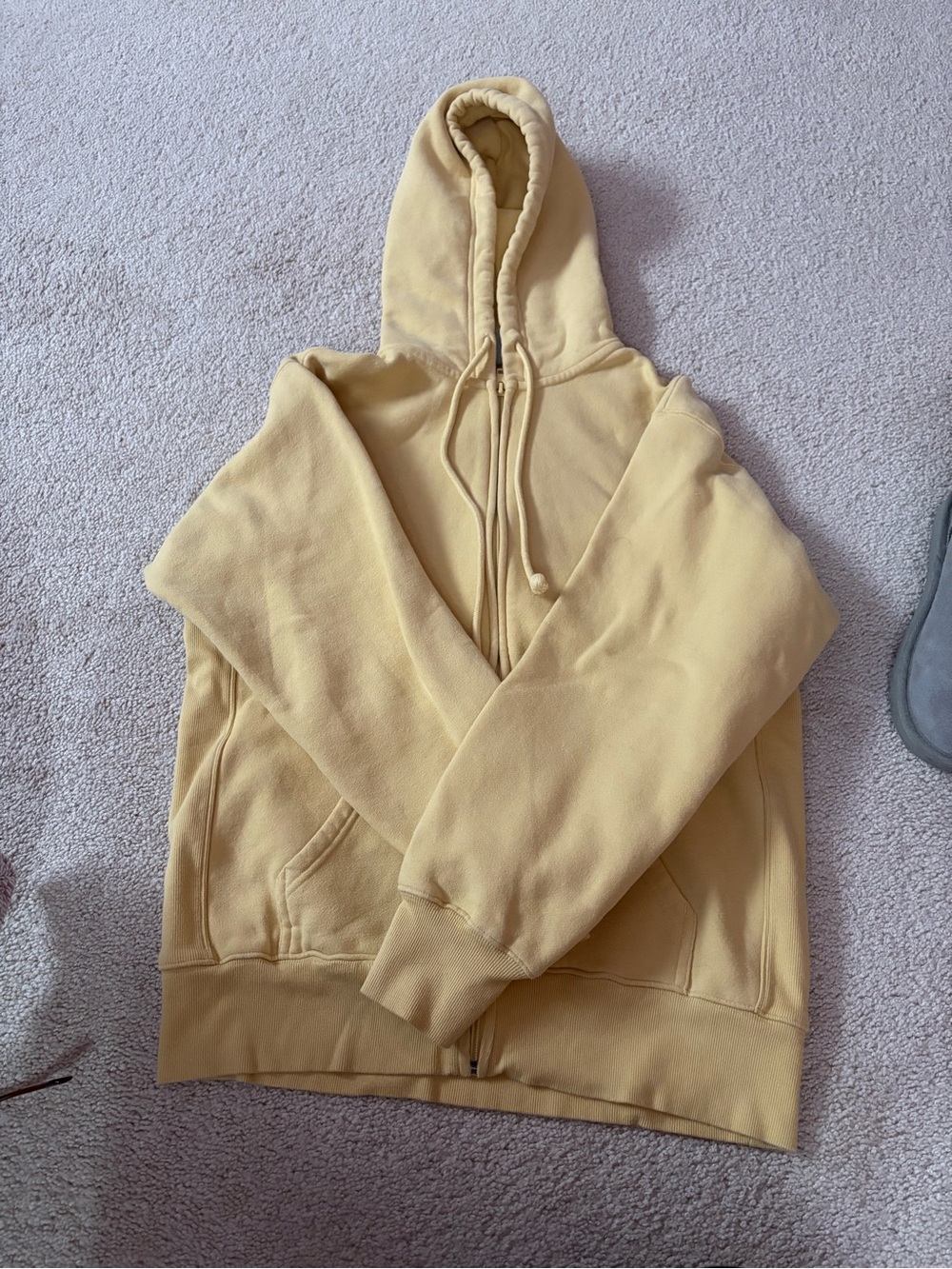 TNA Cozy Fleece Boyfriend Zip Hoodie in Pale Yellow